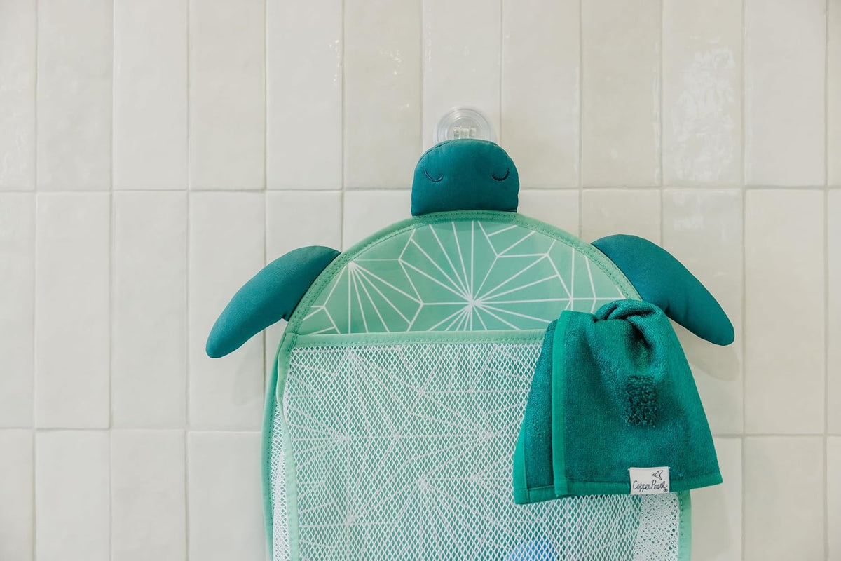 Oceana Extra-Large Mesh Bath Toy Holder with Suction Cups: Quick-Dry Bath Toy Storage Net for Bathtub, Pebbles