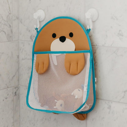 Oceana Extra-Large Mesh Bath Toy Holder with Suction Cups: Quick-Dry Bath Toy Storage Net for Bathtub, Pebbles