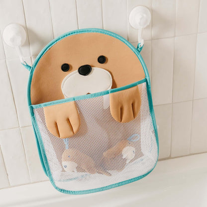 Oceana Extra-Large Mesh Bath Toy Holder with Suction Cups: Quick-Dry Bath Toy Storage Net for Bathtub, Pebbles