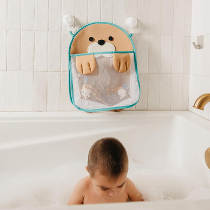 Oceana Extra-Large Mesh Bath Toy Holder with Suction Cups: Quick-Dry Bath Toy Storage Net for Bathtub, Pebbles