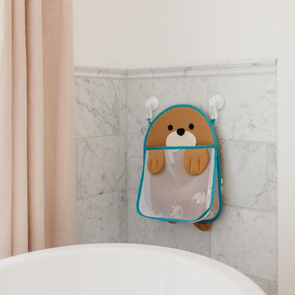 Oceana Extra-Large Mesh Bath Toy Holder with Suction Cups: Quick-Dry Bath Toy Storage Net for Bathtub, Pebbles
