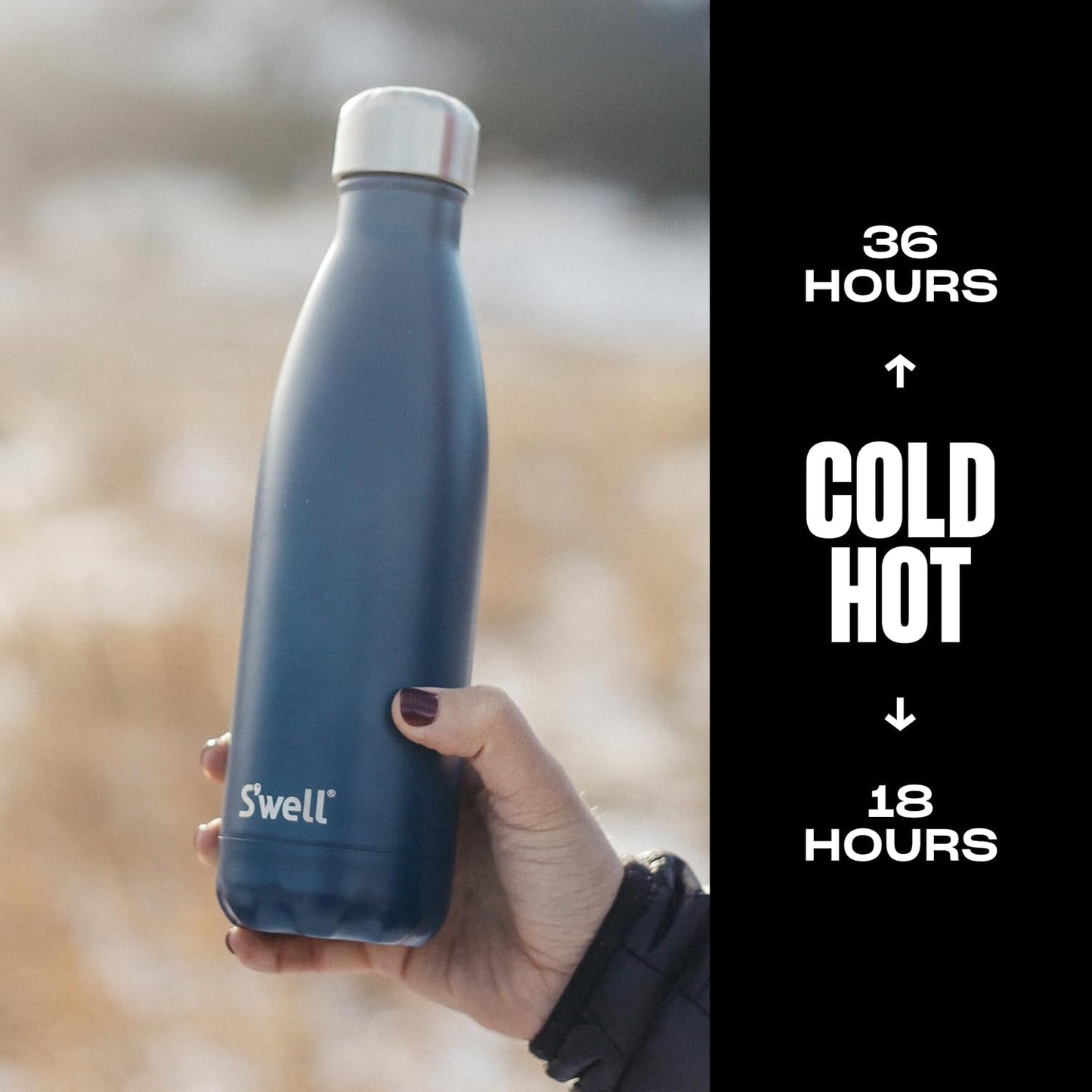 Stainless Steel Water Bottle, 25oz, Azurite, Triple Layered Vacuum Insulated Containers Keeps Drinks Cold for 48 Hours and Hot for 24, BPA Free, Perfect for On the Go