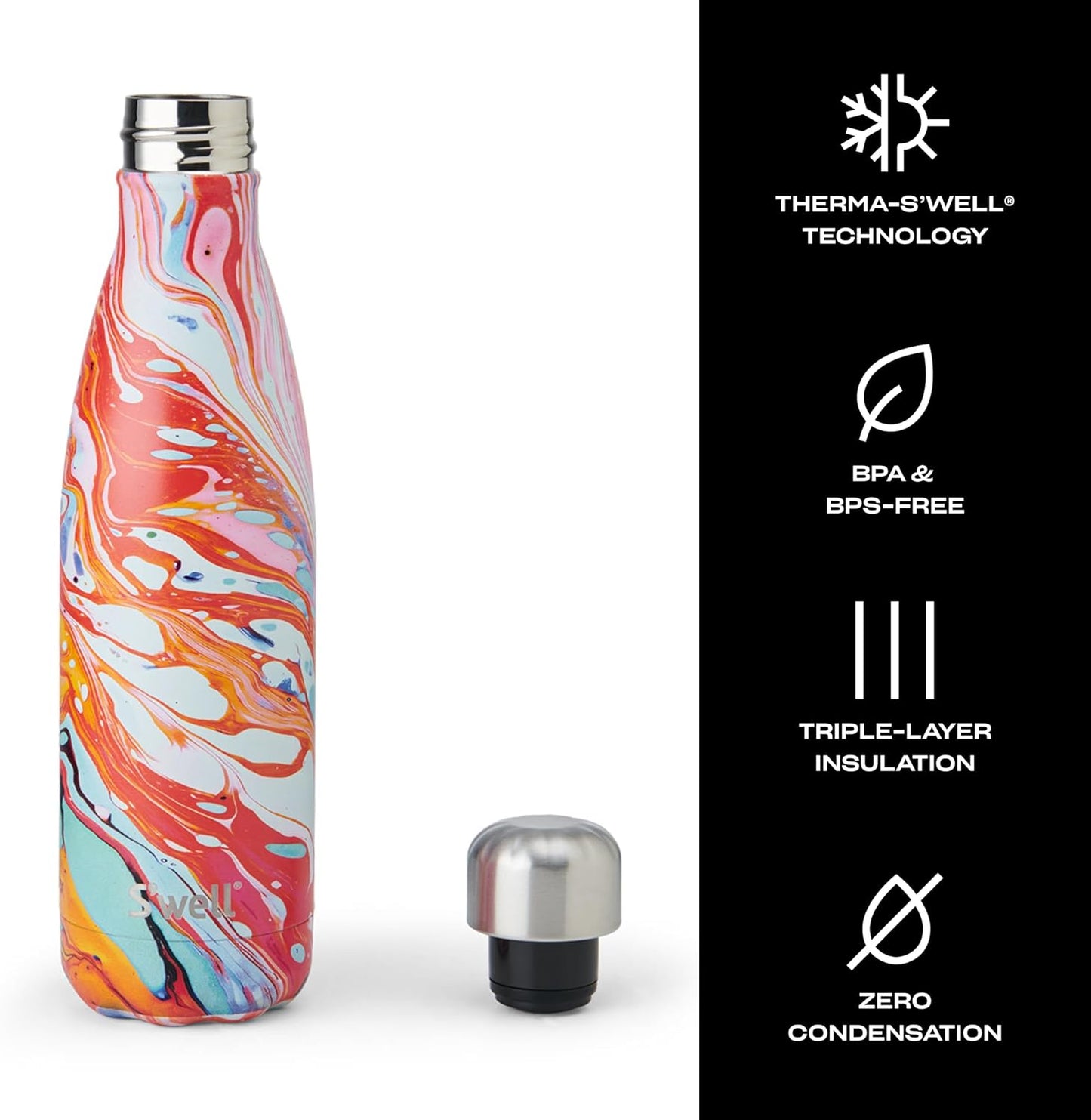 Stainless Steel Water Bottle, 25oz, Azurite, Triple Layered Vacuum Insulated Containers Keeps Drinks Cold for 48 Hours and Hot for 24, BPA Free, Perfect for On the Go