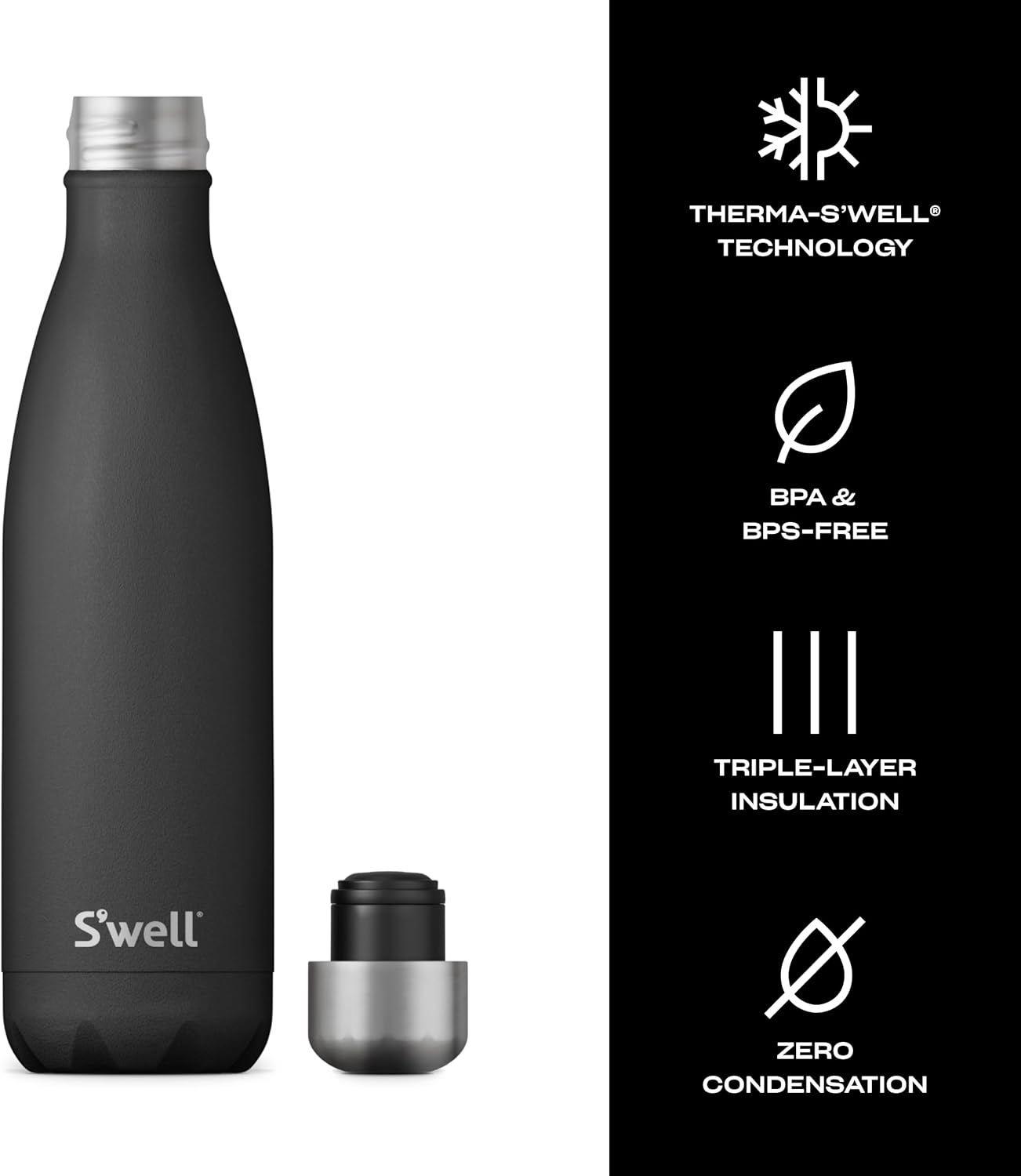 Stainless Steel Water Bottle, 25oz, Azurite, Triple Layered Vacuum Insulated Containers Keeps Drinks Cold for 48 Hours and Hot for 24, BPA Free, Perfect for On the Go