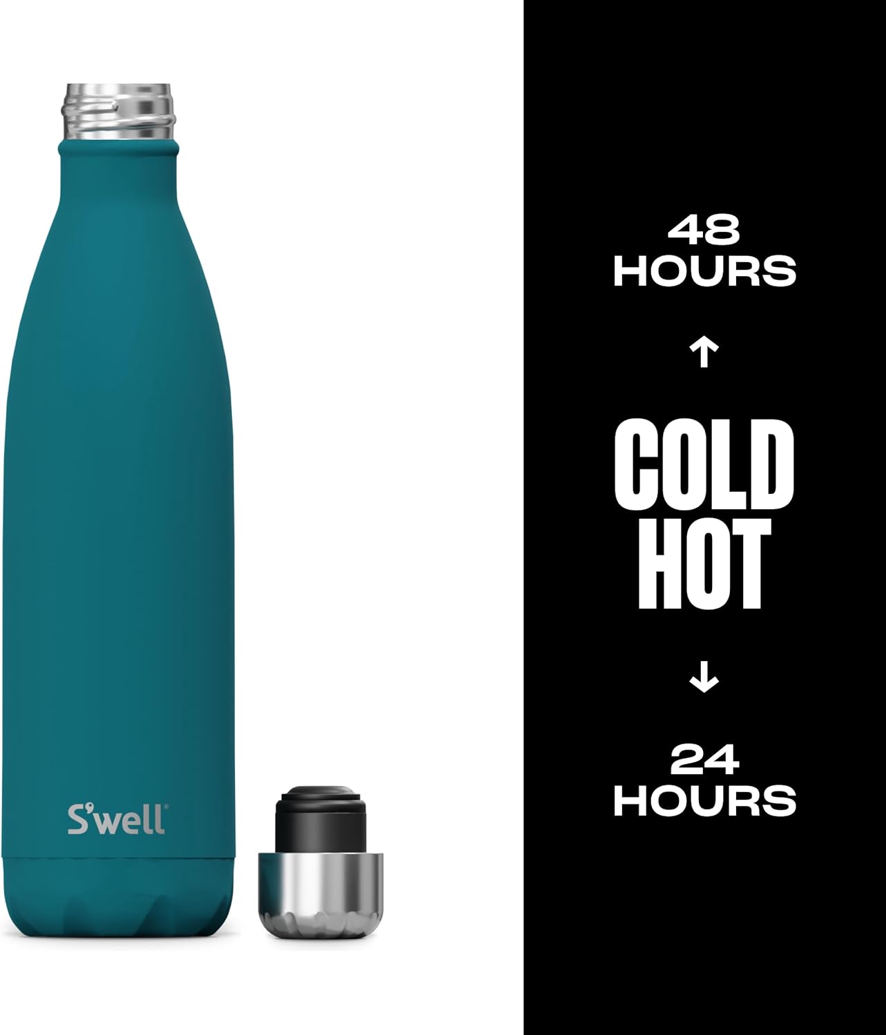 Stainless Steel Water Bottle, 25oz, Azurite, Triple Layered Vacuum Insulated Containers Keeps Drinks Cold for 48 Hours and Hot for 24, BPA Free, Perfect for On the Go