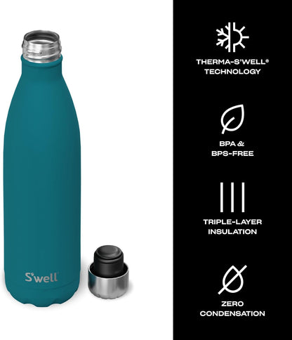 Stainless Steel Water Bottle, 25oz, Azurite, Triple Layered Vacuum Insulated Containers Keeps Drinks Cold for 48 Hours and Hot for 24, BPA Free, Perfect for On the Go
