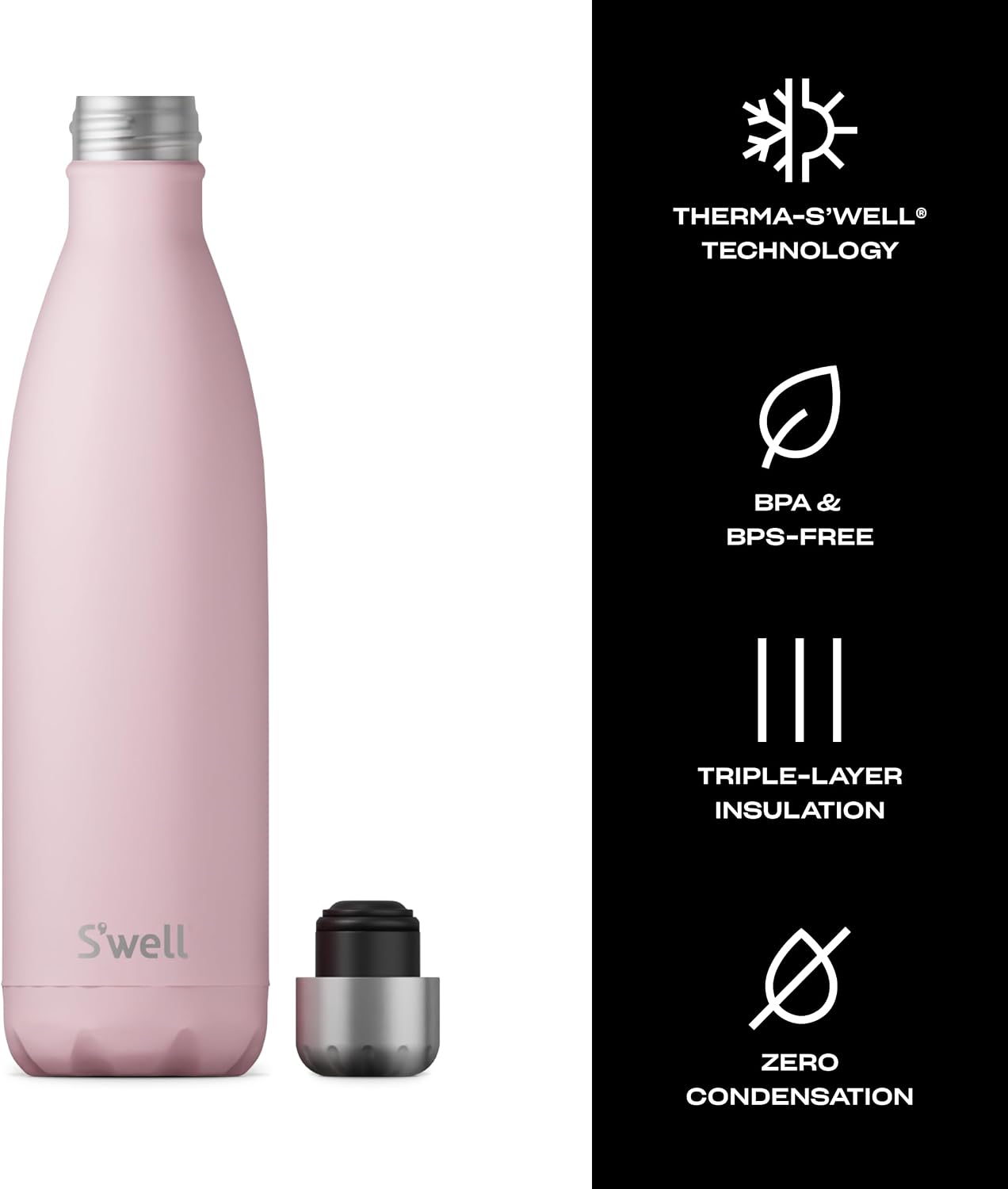 Stainless Steel Water Bottle, 25oz, Azurite, Triple Layered Vacuum Insulated Containers Keeps Drinks Cold for 48 Hours and Hot for 24, BPA Free, Perfect for On the Go