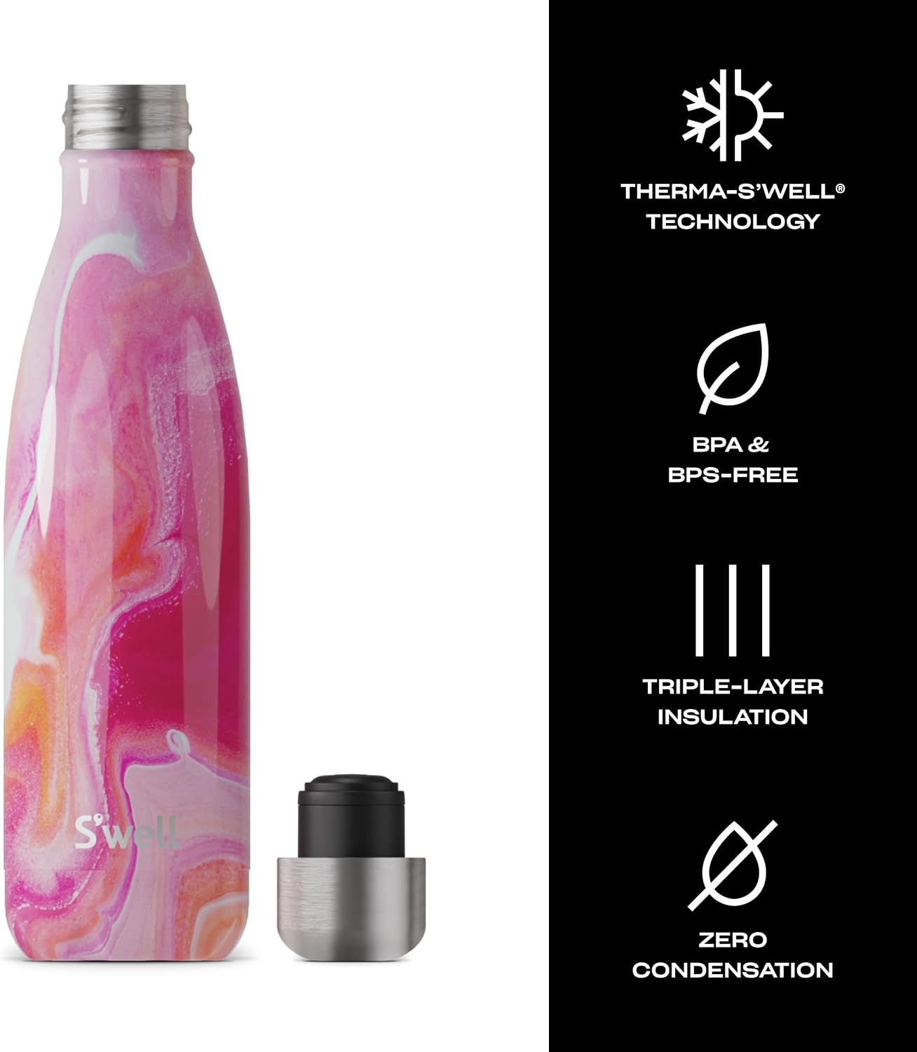 Stainless Steel Water Bottle, 25oz, Azurite, Triple Layered Vacuum Insulated Containers Keeps Drinks Cold for 48 Hours and Hot for 24, BPA Free, Perfect for On the Go