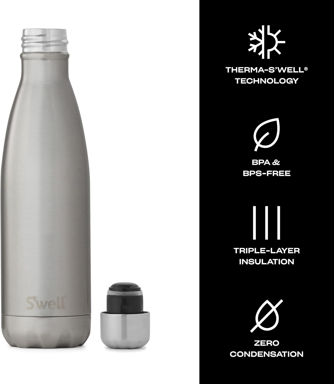 Stainless Steel Water Bottle, 25oz, Azurite, Triple Layered Vacuum Insulated Containers Keeps Drinks Cold for 48 Hours and Hot for 24, BPA Free, Perfect for On the Go