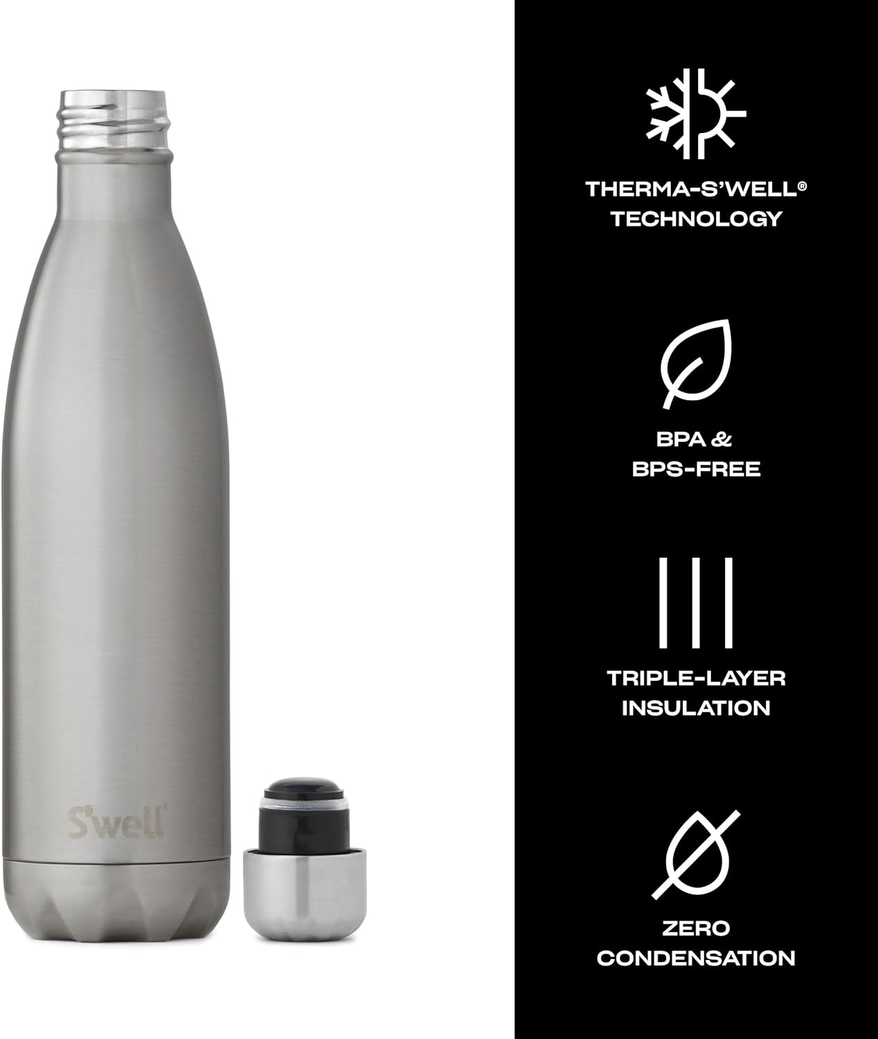 Stainless Steel Water Bottle, 25oz, Azurite, Triple Layered Vacuum Insulated Containers Keeps Drinks Cold for 48 Hours and Hot for 24, BPA Free, Perfect for On the Go