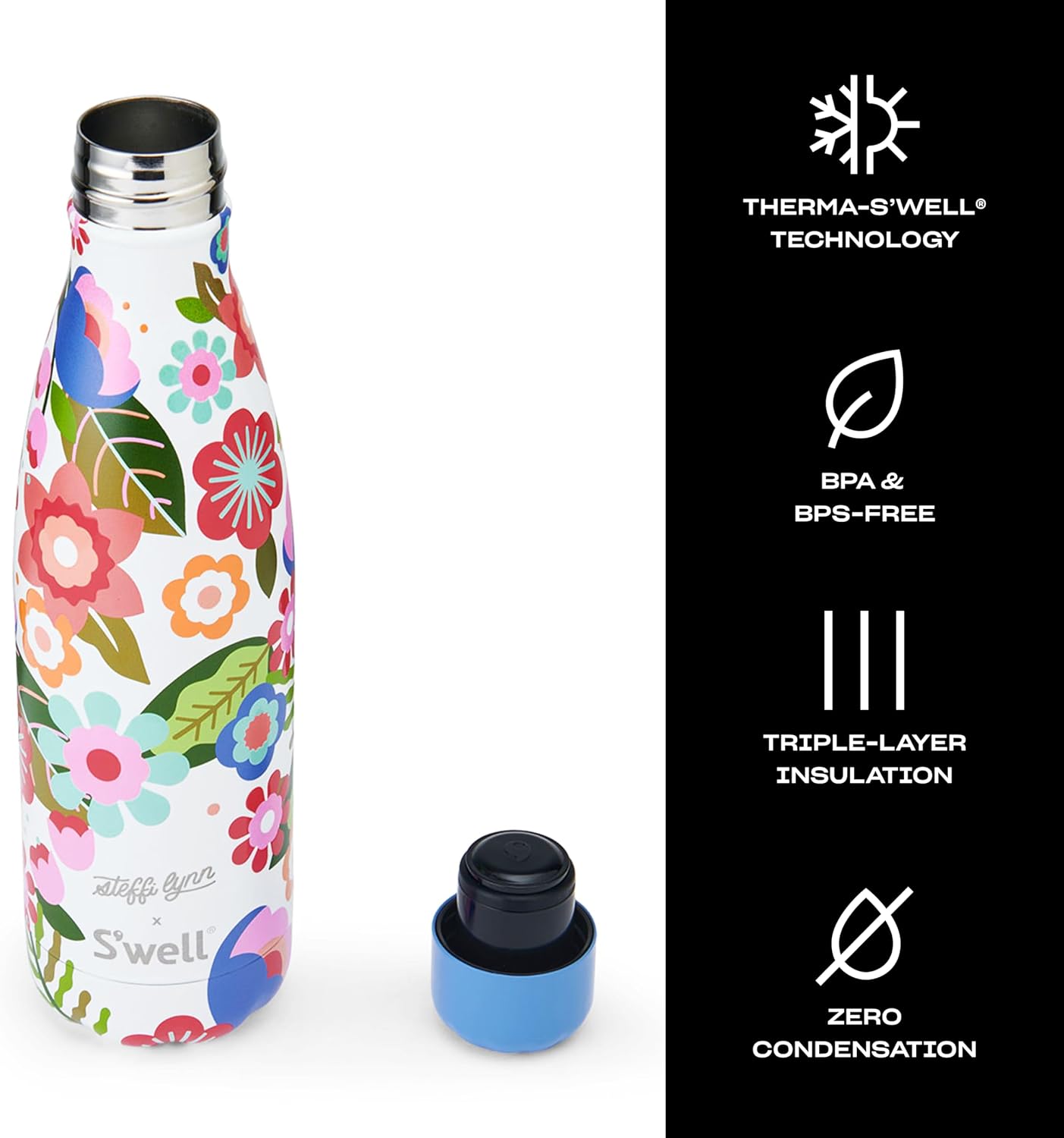 Stainless Steel Water Bottle, 25oz, Azurite, Triple Layered Vacuum Insulated Containers Keeps Drinks Cold for 48 Hours and Hot for 24, BPA Free, Perfect for On the Go