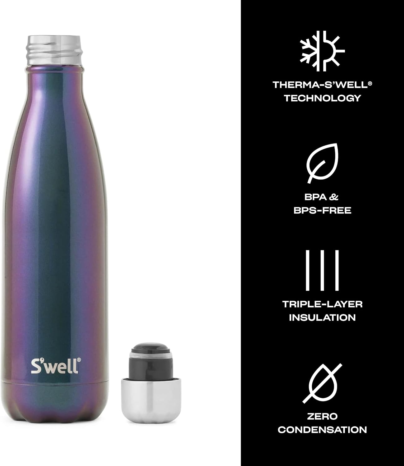 Stainless Steel Water Bottle, 25oz, Azurite, Triple Layered Vacuum Insulated Containers Keeps Drinks Cold for 48 Hours and Hot for 24, BPA Free, Perfect for On the Go