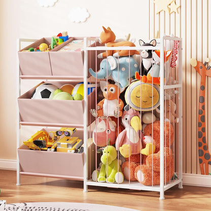 Toy Storage Organizer, Stuffed Animal Storage with 4 Removable Bins