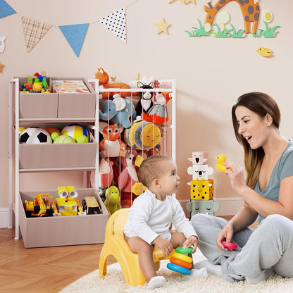 Toy Storage Organizer, Stuffed Animal Storage with 4 Removable Bins