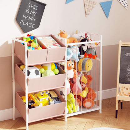 Toy Storage Organizer, Stuffed Animal Storage with 4 Removable Bins