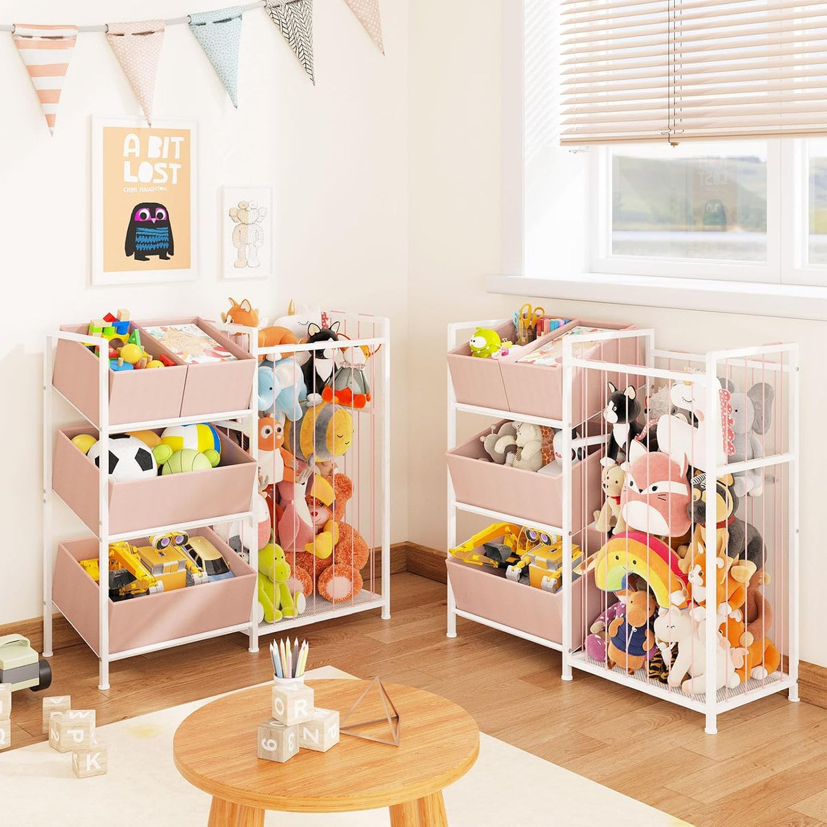 Toy Storage Organizer, Stuffed Animal Storage with 4 Removable Bins