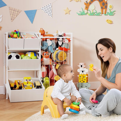 Toy Storage Organizer, Stuffed Animal Storage with 4 Removable Bins