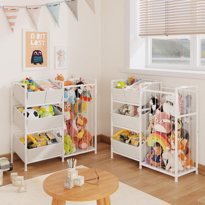 Toy Storage Organizer, Stuffed Animal Storage with 4 Removable Bins