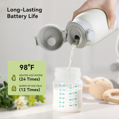 Portable Breast Milk Bottle Warmer,100W Fast Heat Precise Temp Control,13.5oz Large Capacity for Car Travel Outdoor Grey