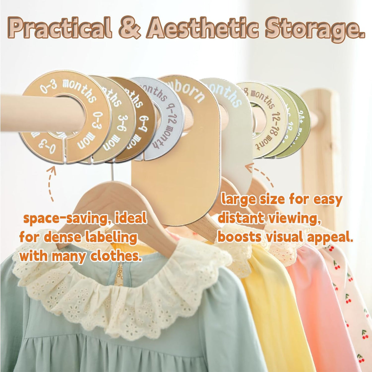 16PCS Baby Closet Dividers, Baby Clothes Organizer for Closet, Nursery Decor Hanger Dividers from Newborn to 24+ Months, Easily Organizing Little Baby Girls or Boys Room