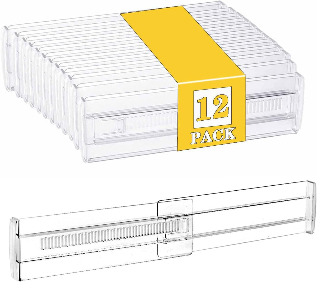 12Pcs Drawer Dividers for Clothes,3.15" High 11.34"-19.69" clear