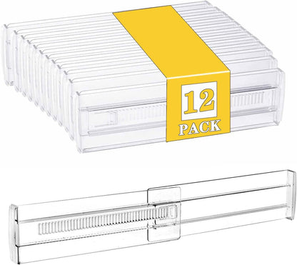 12Pcs Drawer Dividers for Clothes,3.15" High 11.34"-19.69" clear