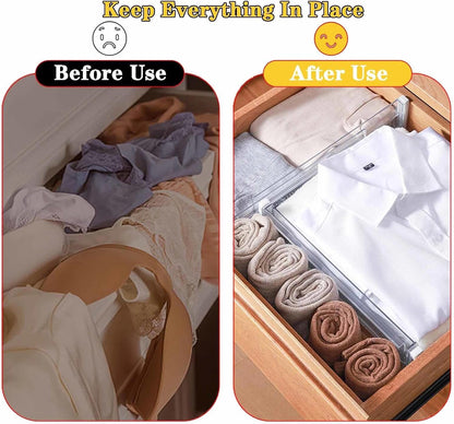 12Pcs Drawer Dividers for Clothes,3.15" High 11.34"-19.69" clear