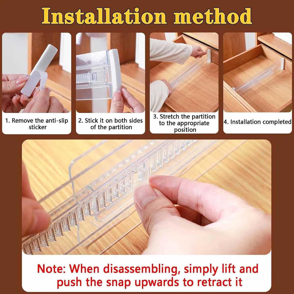 12Pcs Drawer Dividers for Clothes,3.15" High 11.34"-19.69" clear
