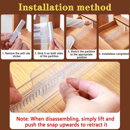 12Pcs Drawer Dividers for Clothes,3.15" High 11.34"-19.69" clear