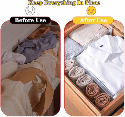 12Pcs Drawer Dividers for Clothes,3.15" High 11.34"-19.69" clear