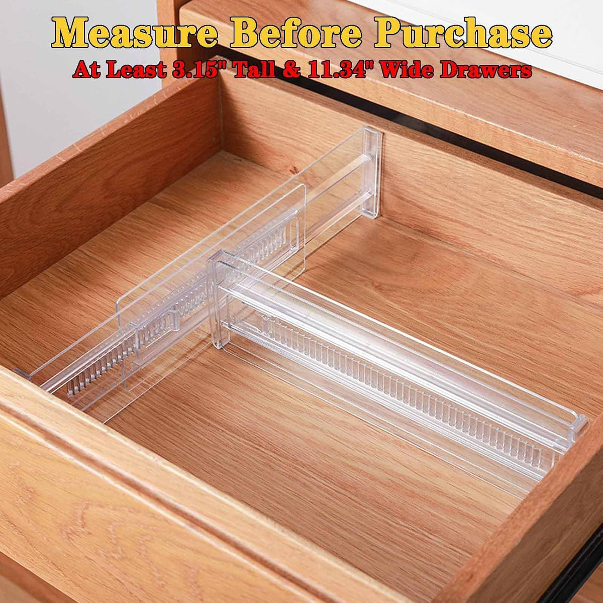 12Pcs Drawer Dividers for Clothes,3.15" High 11.34"-19.69" clear