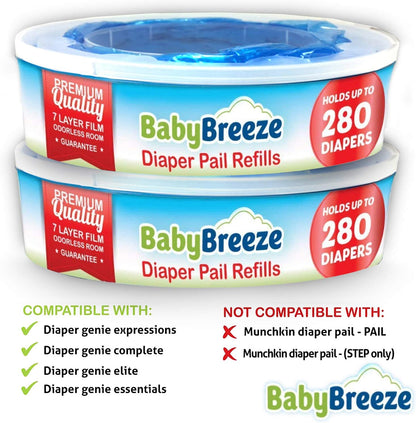 Diaper Pail Refill Bags Compatible with Playtex Diaper Genie Diaper Disposal System - 560 Count (2 Pack) –