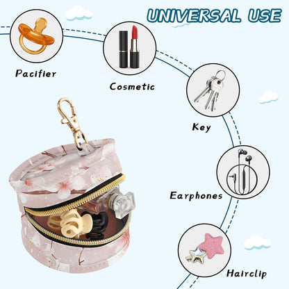 Beautiful Cherry Blossoms Baby Pacifier Holder Case, Dustproof Portable Storage Box for Diaper Bag Purse, Pacifier Storage Container for Boys & Girls