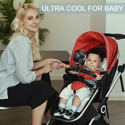 Baby Stroller Fan With Light, Rechargeable Battery Operated, Max 10Hrs Cooling, 3 Speeds, 360° Rotate USB Desk Fan, Flexible Tripod Clip On Fan for Stroller Car Seat Crib Treadmill Golf Cart