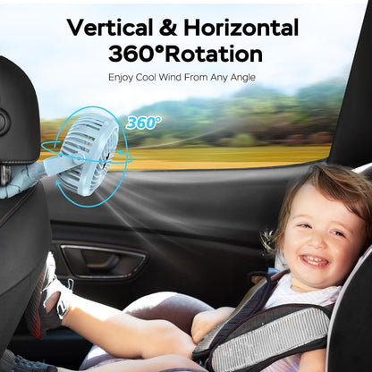 Baby Stroller Fan With Light, Rechargeable Battery Operated, Max 10Hrs Cooling, 3 Speeds, 360° Rotate USB Desk Fan, Flexible Tripod Clip On Fan for Stroller Car Seat Crib Treadmill Golf Cart