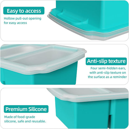 Food Grade Silicone Freezing Tray with Lid, 500ML Divided Soup Freezer Mold, Reusable Baby Food Storage Container Freeze Portion Tray for Broth Sauce Jelly Meal Prep