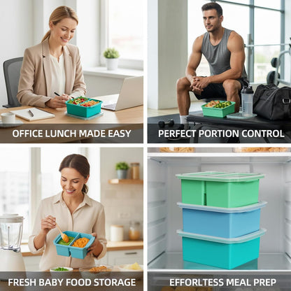 Food Grade Silicone Freezing Tray with Lid, 500ML Divided Soup Freezer Mold, Reusable Baby Food Storage Container Freeze Portion Tray for Broth Sauce Jelly Meal Prep