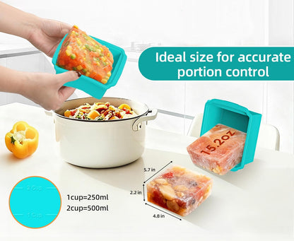 Food Grade Silicone Freezing Tray with Lid, 500ML Divided Soup Freezer Mold, Reusable Baby Food Storage Container Freeze Portion Tray for Broth Sauce Jelly Meal Prep