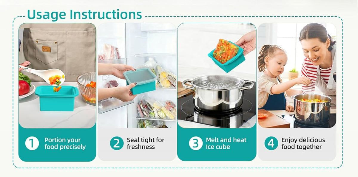 Food Grade Silicone Freezing Tray with Lid, 500ML Divided Soup Freezer Mold, Reusable Baby Food Storage Container Freeze Portion Tray for Broth Sauce Jelly Meal Prep