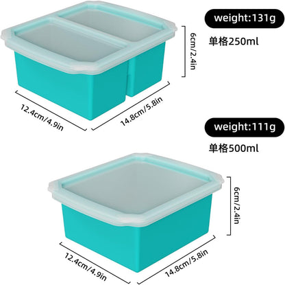 Food Grade Silicone Freezing Tray with Lid, 500ML Divided Soup Freezer Mold, Reusable Baby Food Storage Container Freeze Portion Tray for Broth Sauce Jelly Meal Prep