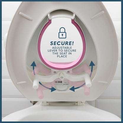 Anti-Slip Baby Training Toilet Seat for Toddlers - Comfortable & Soft Cushion, Secure Grip Handles - Splash Guard Design Potty Toddler Toilet Seat Attachment, Easy Storage Loop - Pink