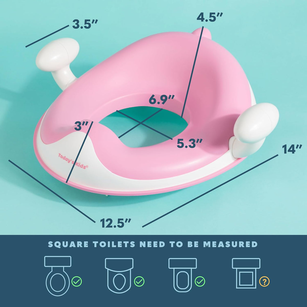 Anti-Slip Baby Training Toilet Seat for Toddlers - Comfortable & Soft Cushion, Secure Grip Handles - Splash Guard Design Potty Toddler Toilet Seat Attachment, Easy Storage Loop - Pink
