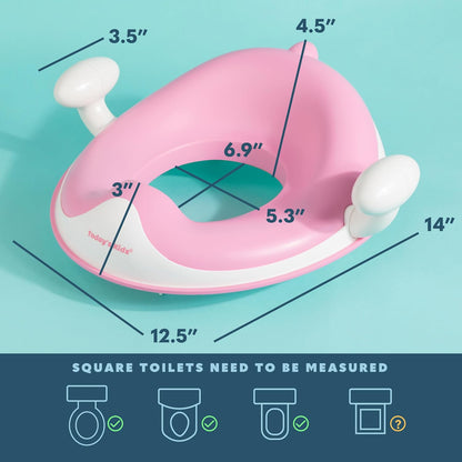 Anti-Slip Baby Training Toilet Seat for Toddlers - Comfortable & Soft Cushion, Secure Grip Handles - Splash Guard Design Potty Toddler Toilet Seat Attachment, Easy Storage Loop - Pink