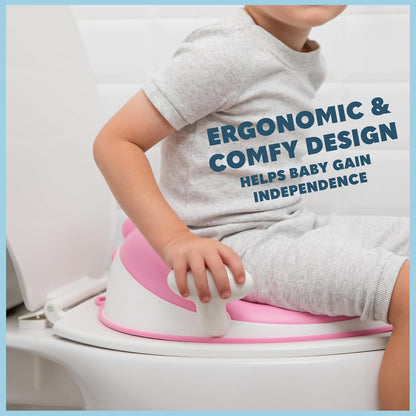 Anti-Slip Baby Training Toilet Seat for Toddlers - Comfortable & Soft Cushion, Secure Grip Handles - Splash Guard Design Potty Toddler Toilet Seat Attachment, Easy Storage Loop - Pink