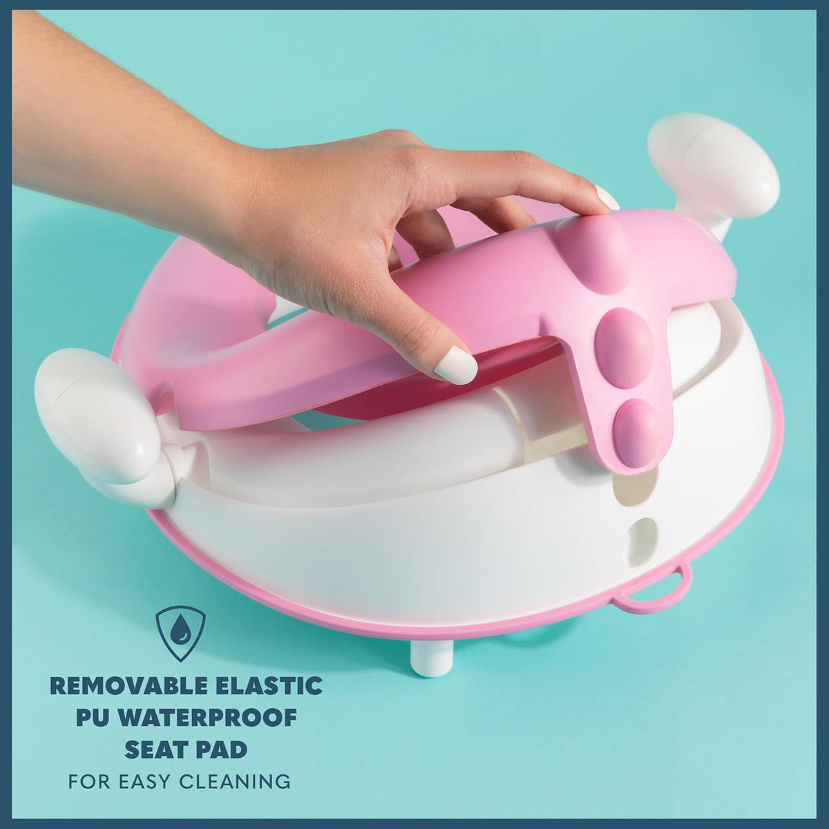 Anti-Slip Baby Training Toilet Seat for Toddlers - Comfortable & Soft Cushion, Secure Grip Handles - Splash Guard Design Potty Toddler Toilet Seat Attachment, Easy Storage Loop - Pink