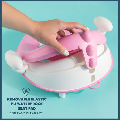 Anti-Slip Baby Training Toilet Seat for Toddlers - Comfortable & Soft Cushion, Secure Grip Handles - Splash Guard Design Potty Toddler Toilet Seat Attachment, Easy Storage Loop - Pink