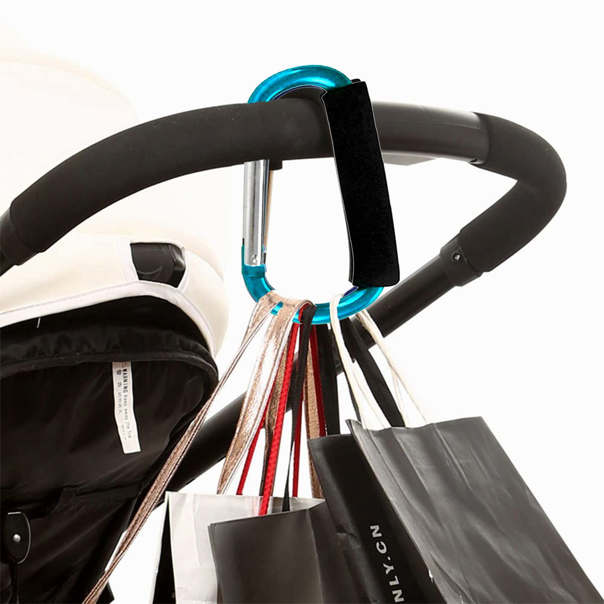 Stroller Hooks by Baby,Large Stroller Hooks for Mommy, 2 pcs Carabiner Stroller Hook Organizer for Hanging Purses, Diaper Bag, Shopping Bags. (Black)