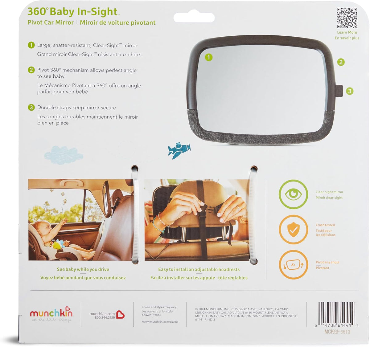 Pivot 360 Baby Car Mirror for Rear-Facing Car Seats, Black