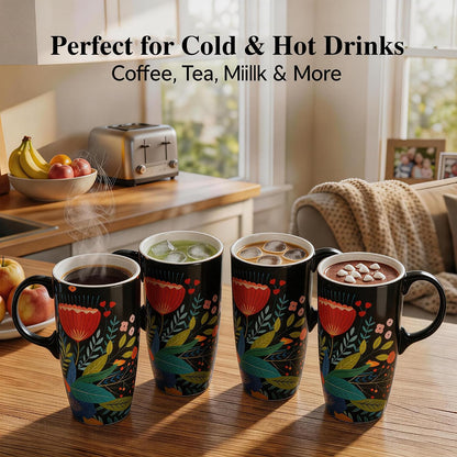 17oz Botanical Sunflower Ceramic Travel Mug with Handle, Gift Box | Splash-resistant lid • Comfortable grip • Smooth glazed finish • Easy cleaning • Microwave & Dishwasher Safe