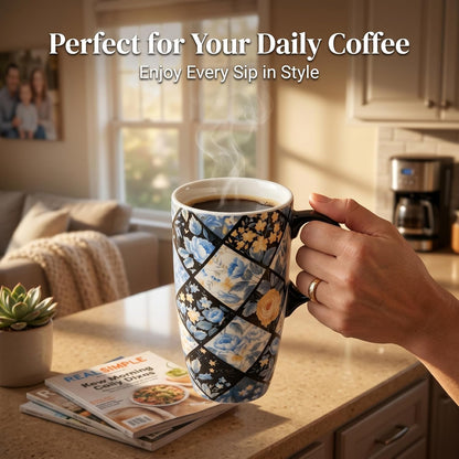 17oz Botanical Sunflower Ceramic Travel Mug with Handle, Gift Box | Splash-resistant lid • Comfortable grip • Smooth glazed finish • Easy cleaning • Microwave & Dishwasher Safe